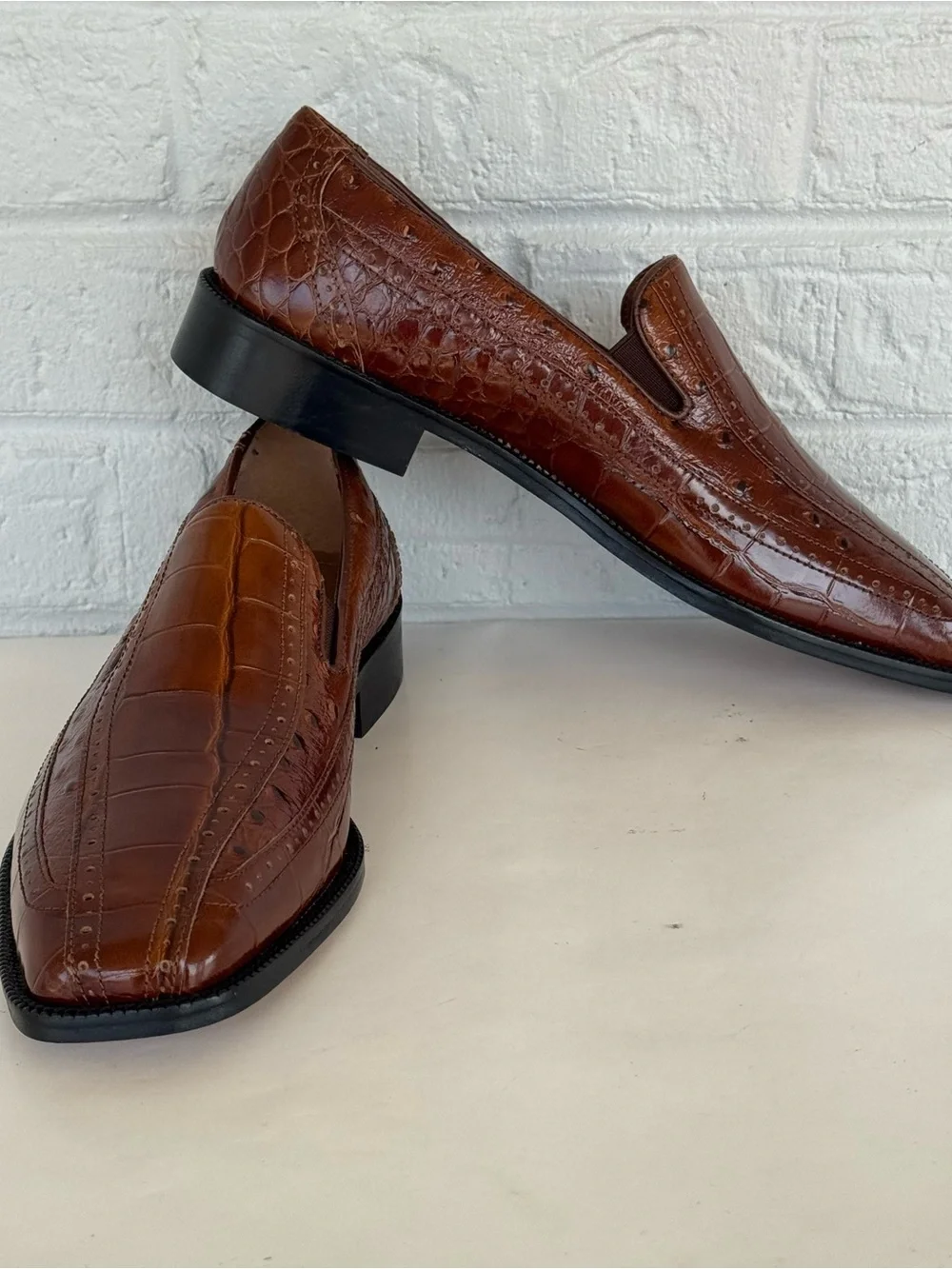 Stacy Adams Alligator Print Square Toe Loafers Men's 8